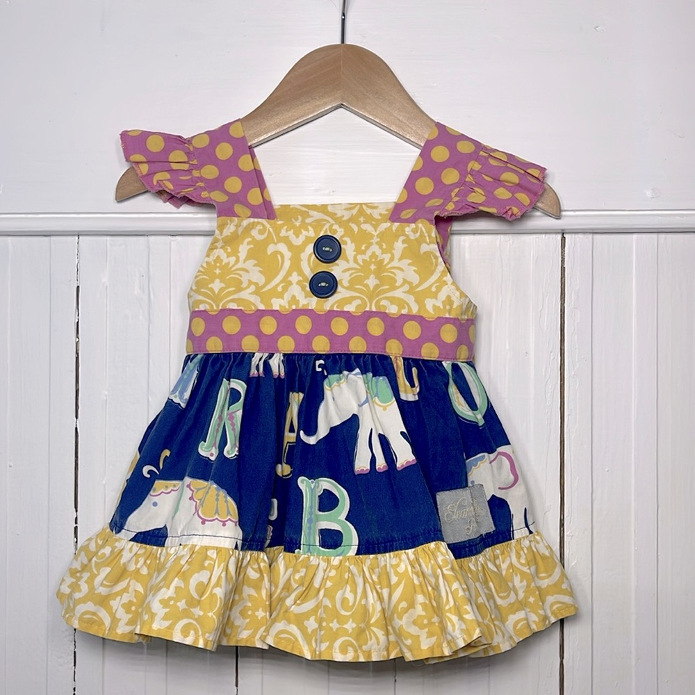 ELEANOR ROSE Precious ABC Elephant Ruffle Blouse Tunic Dress